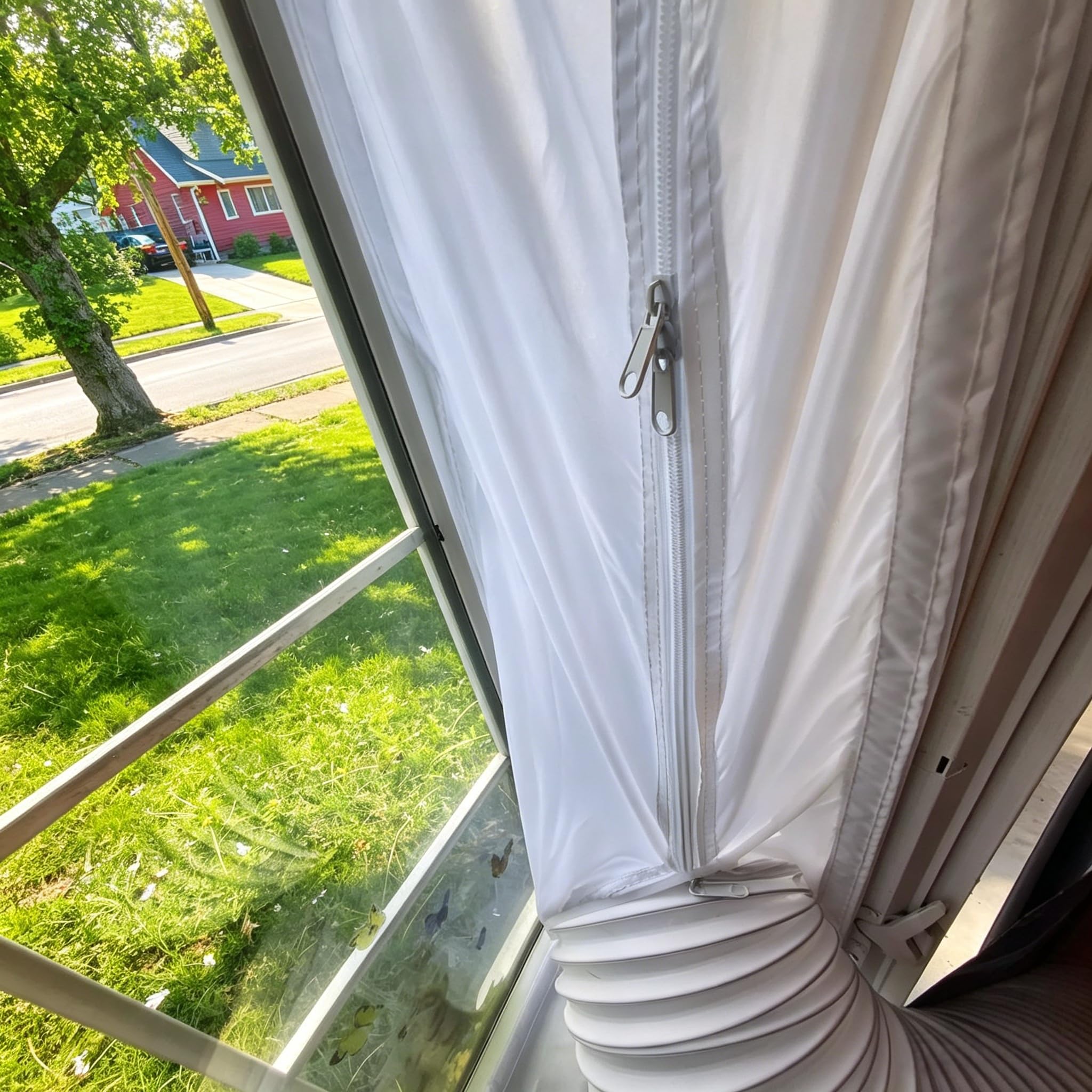 Klimaanlage Fensterabdichtung für Mobile Klimageräte, Hot Air Stop Window Seal, Doppel-Reißverschluss, 400 cm