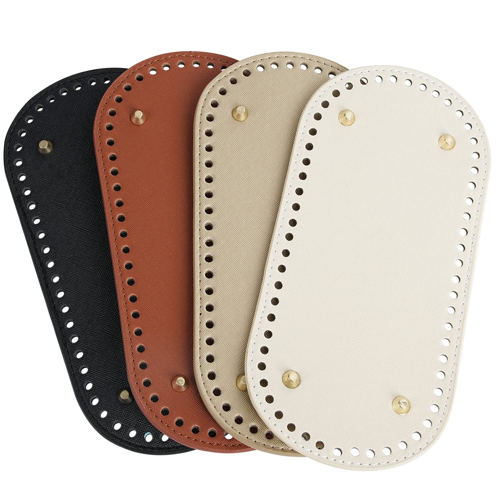 JoyibayJoyibay PU Leather Bag Bottom Shaper, 4 Pcs Crochet Bag Bottom Shaper Pad with Holes, Knitting Bag Oval Nail Bottom Shaper 9.84 * 4.72inch for Handbag Shoulder Bag Purse DIY Accessories
