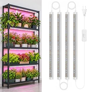 BESTVA 4 Pack 2FT Grow Light for Indoor Plants, Plant Stands & Shelves