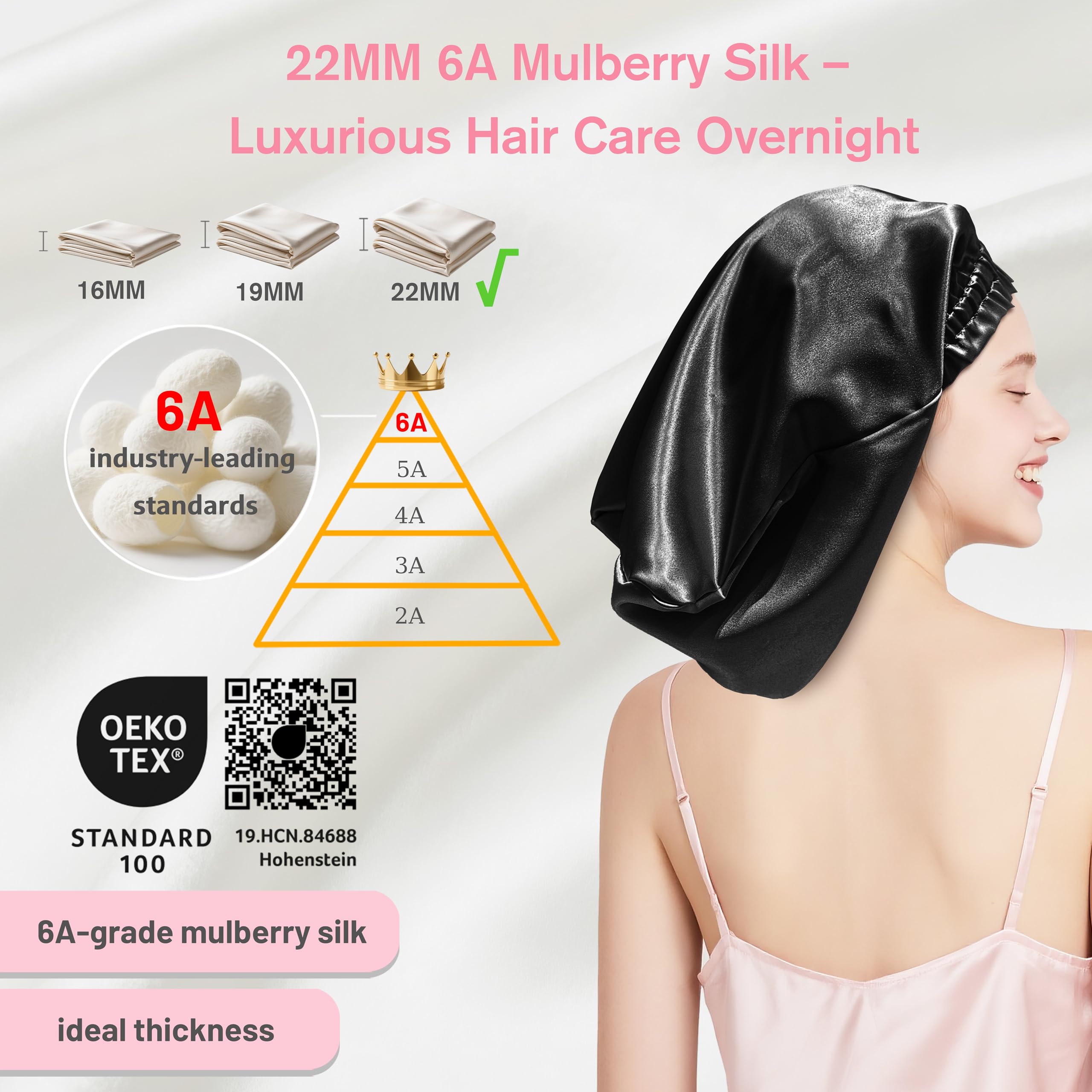 townssilk Silk Bonnet for Sleeping 100% 22 Momme Mulberry Silk for Women Luxurious, Breathable - Image 2