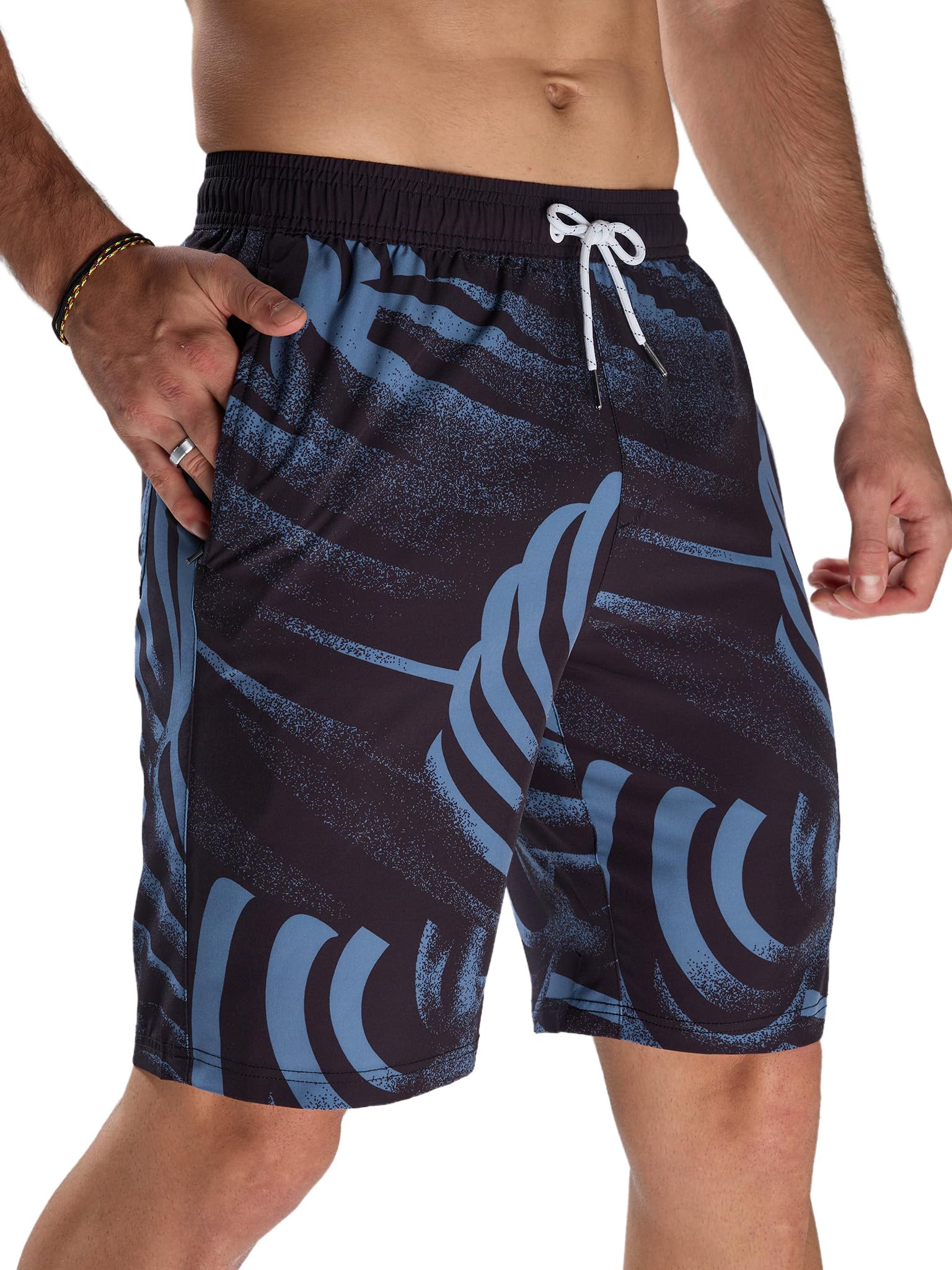 Board Shorts Mens Swim Shorts With Zipper Pockets Bathing Suit