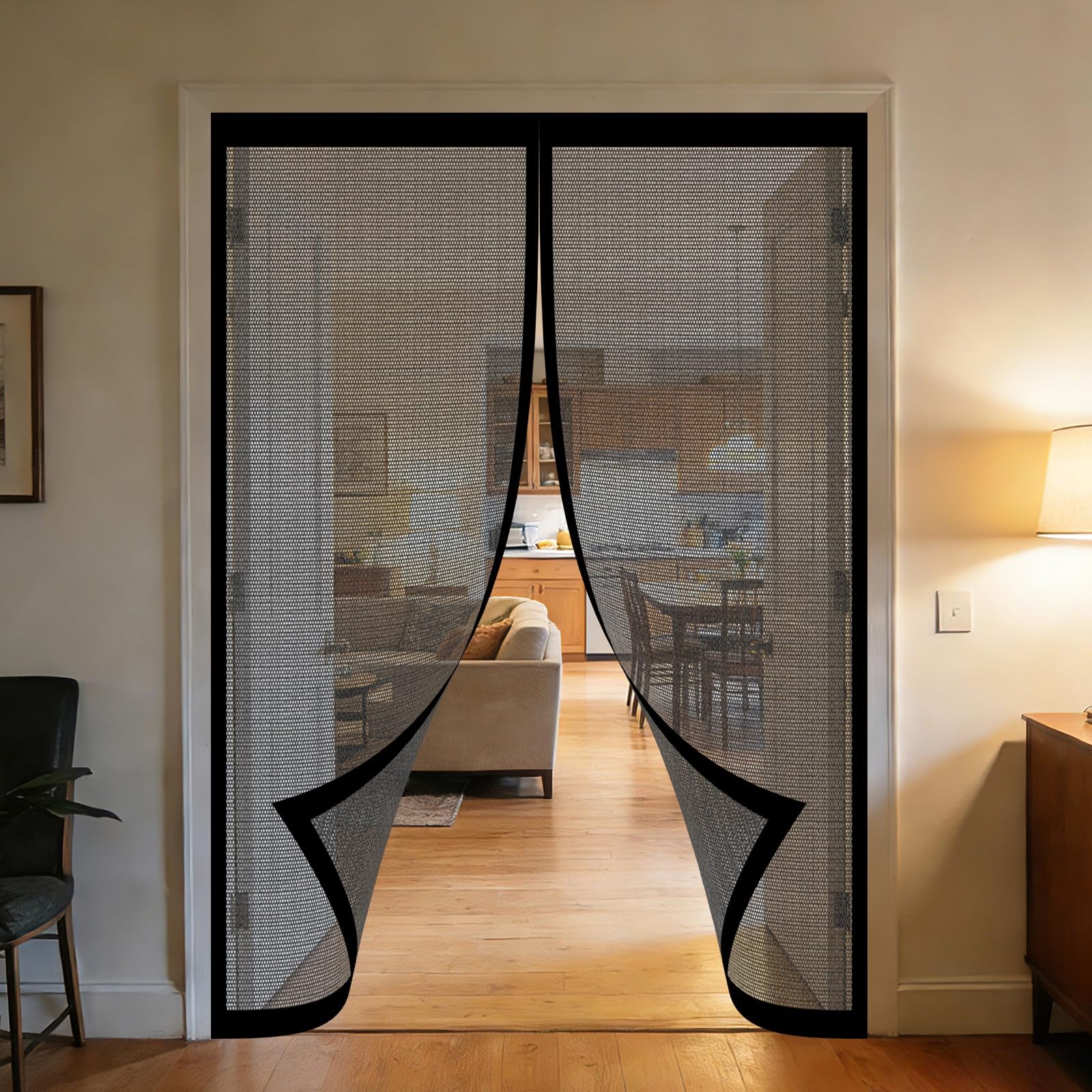 Moustiquaire porte magnétique 120x290 cm noir sans perçage pour couloir
