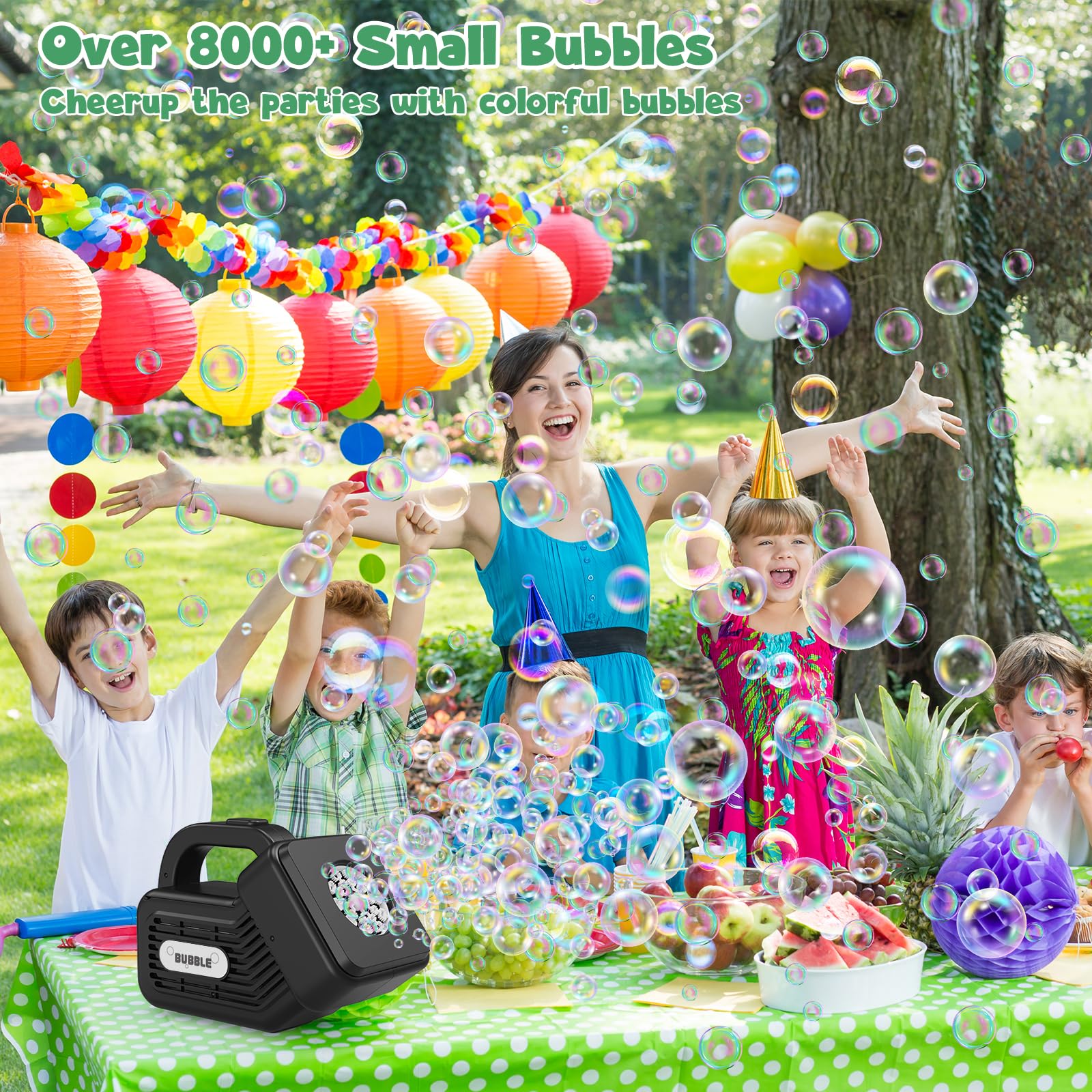 Machine à Bulles Panamalar Enfants - 10000+ Bulles/min, 2 Vitesses, USB Ou Piles - Blanc