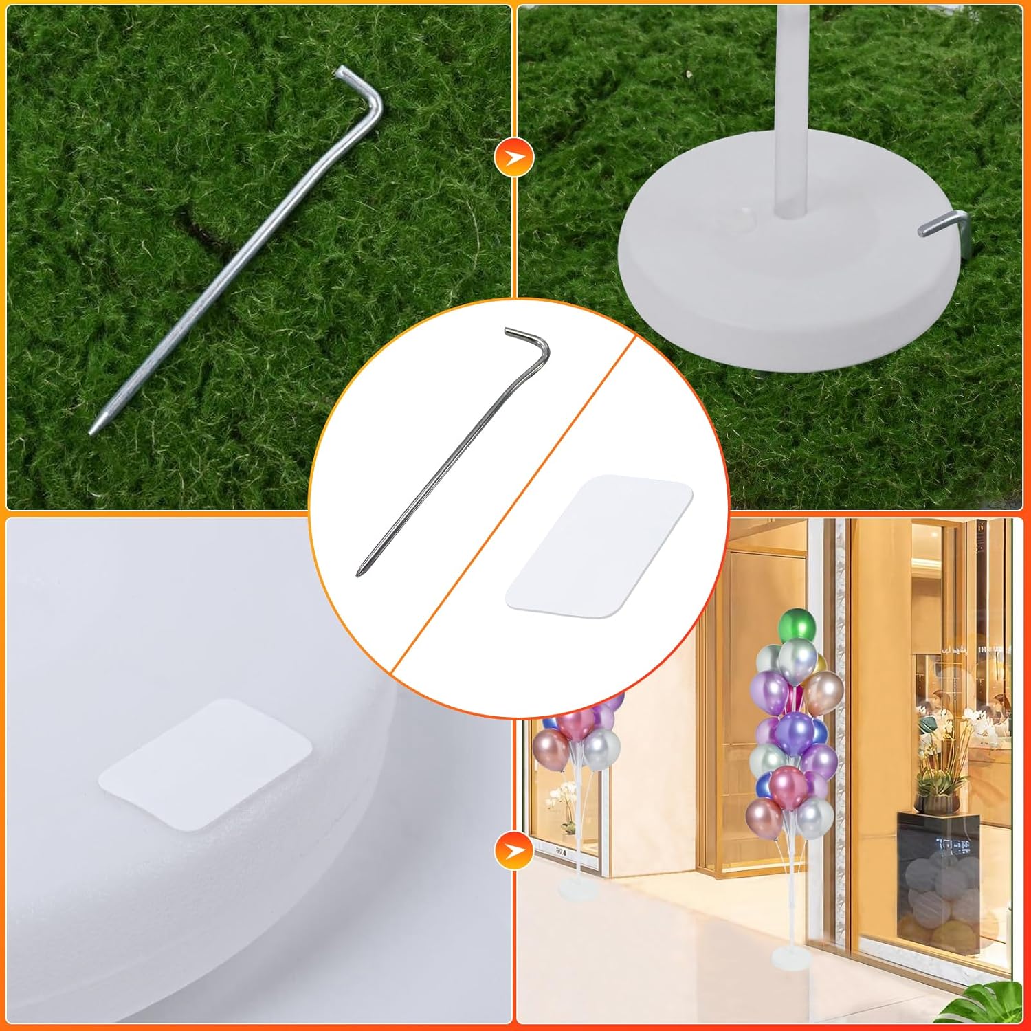 Balloon Stand Kit for Floor - 4 set of Balloon Stands with Base, Balloon Sticks, Decorations for Party Birthday Wedding Baby Shower Gender Reveal Graduation