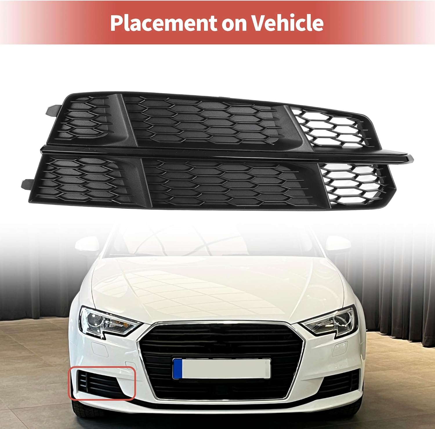 ACROPIX Fog Light Grill Front Lower Bumper Fog Light Cover Inserts for Audi A6 C7 S-Line 2015-2018 No.4G0807682AN Durable Front Right Black