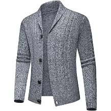 Lamgool Mens Shawl Collar Cardigan Sweater Slim Fit Cable Knit Casual Button Down Sweaters for Fall Winter