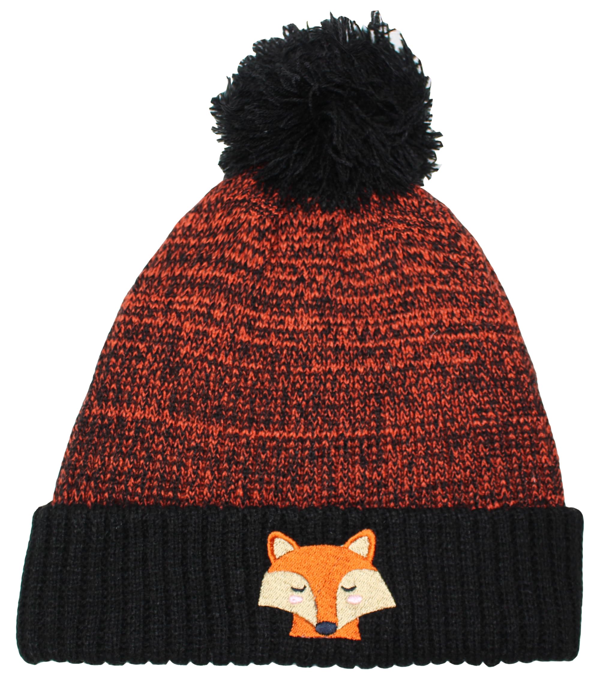 TeddyT's Children's Embroidered Fox Orange Bobble Hat (4-8 Years)