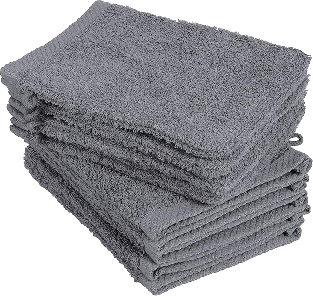 Zestaw 10 rękawic do mycia, myjki rozmiar 15 x 21 cm w kolorze antracytowym 100% bawełna