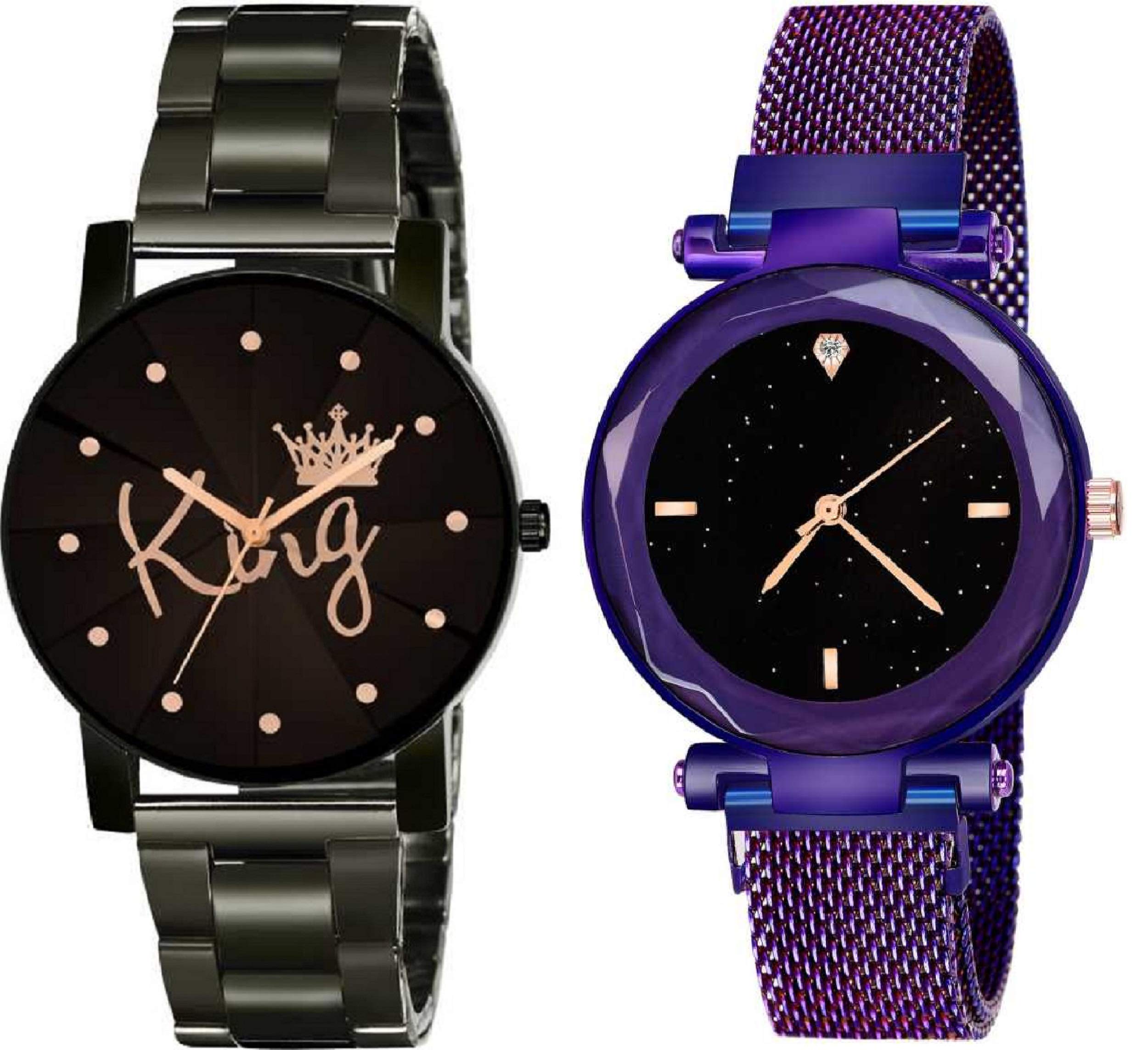 ZUPERIA Combo of Prism Glass Crystal Chain and Magnetic Strap Analog Watches for Men & Women (Purple) (B08JYVJRLN) Amazon Price History, Amazon Price Tracker