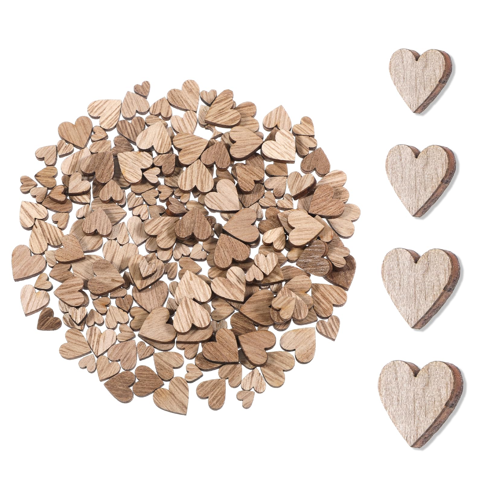 200 Stück Mini Holzherzen Aus Paulownia-Holz | Ca. 1,3 Cm Ø | Zum Basteln, Bemalen & Beschriften