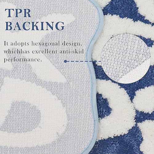 Miniatura 5 de Oturgor Alfombra de baño con texto en inglés "You Look Good", alfombra de baño azul y blanca, bonita alfombra antideslizante para ducha, absorbente,