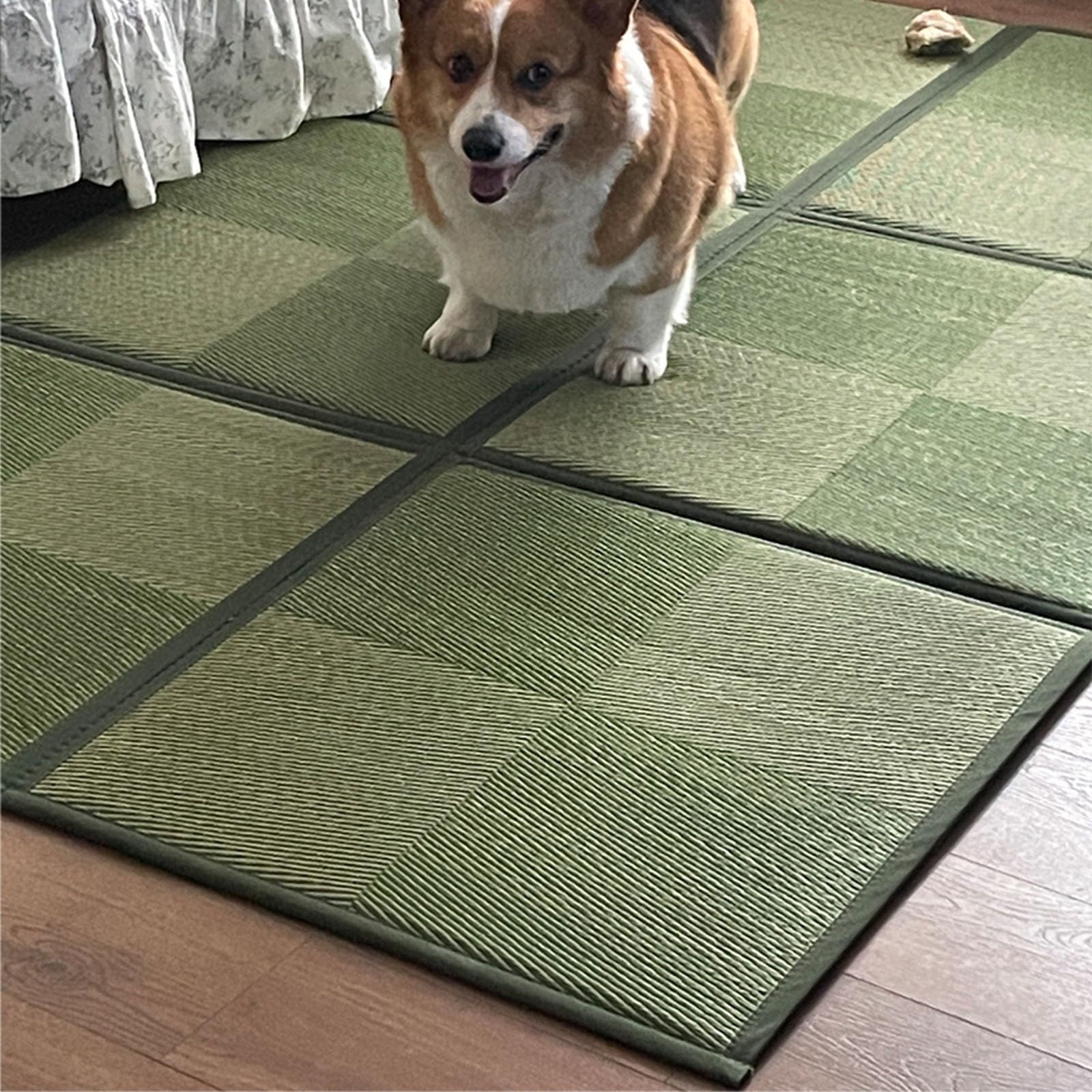 Esterilla Tatami Japonés Igusa Colchón de Suelo Alfombra Tapete de Juegos(Green,195x195cm)