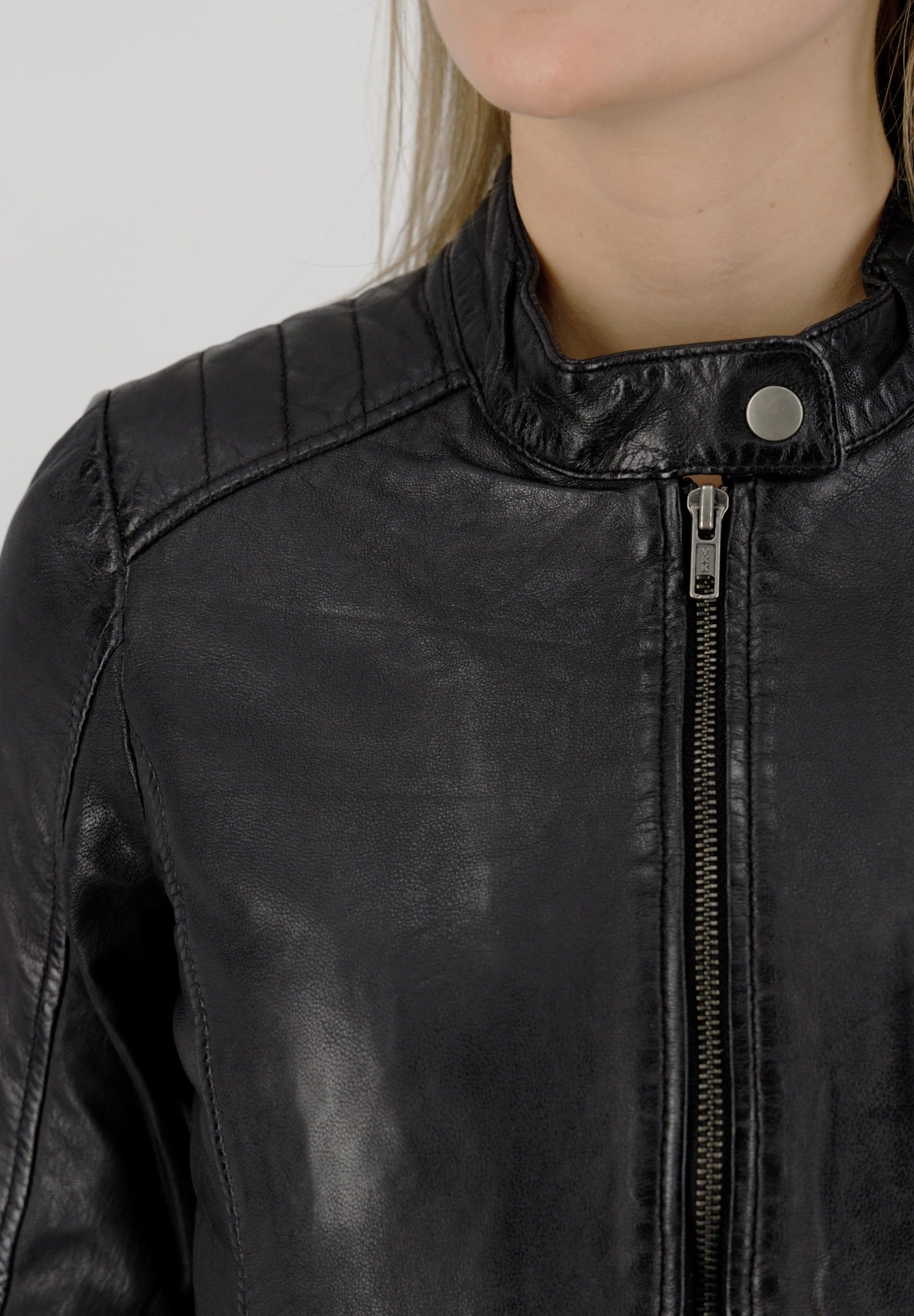 URBAN 5884 Gigi Chaqueta de Cuero para Mujer, Suave y Genuino Cuero, Abrigo de Cuero Mujer (Pack de 1)