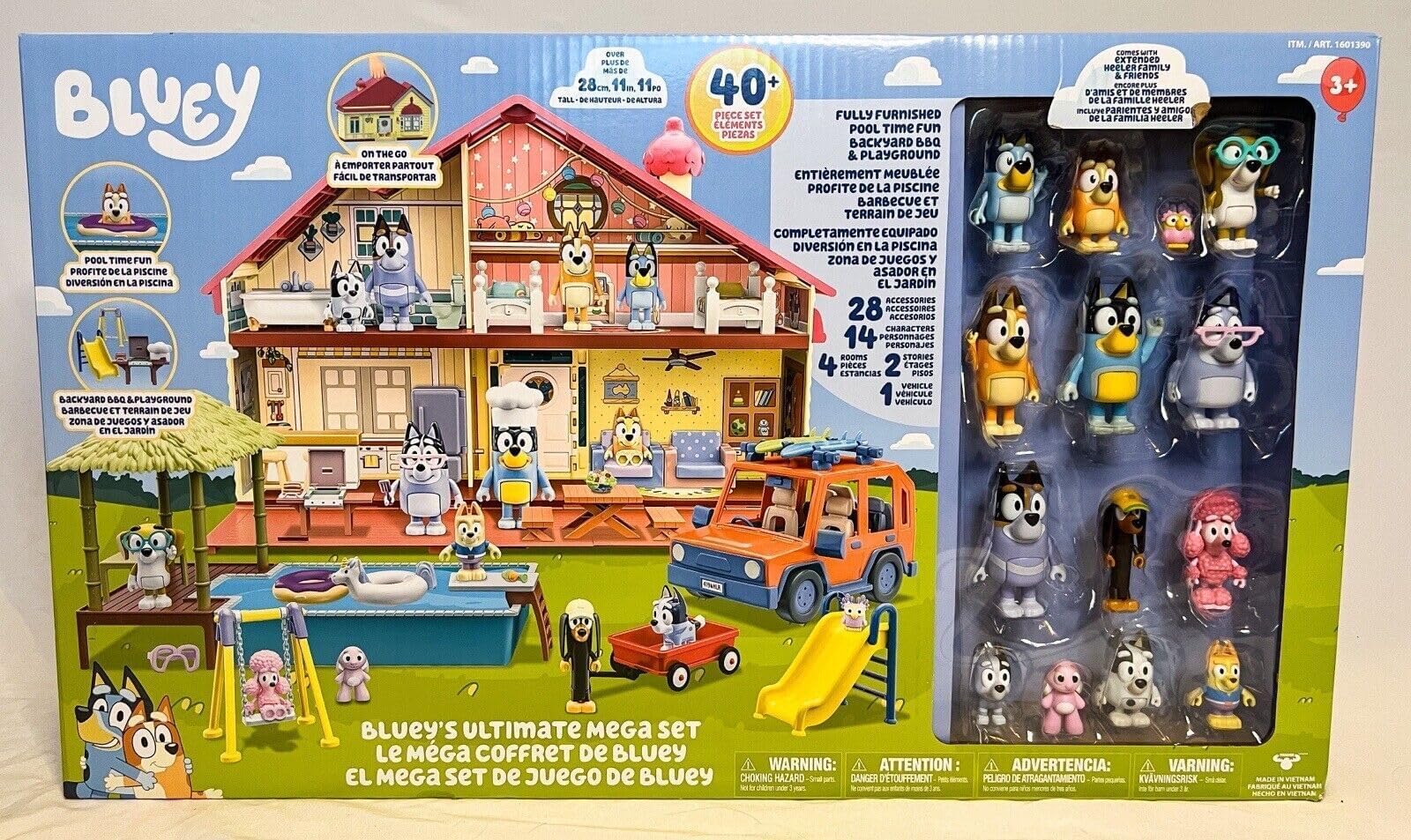 Bluey New 2023 Ultimate Mega Set | 40 Piece 4 Sets in one mega playset | Complete & Extended Heeler Family & Friends 14 Character Figures