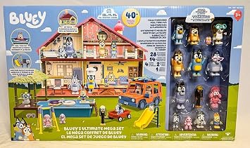 Bluey 2023 Ultimate Mega Set | 40 Piece 4 Sets 1 Mega Playset | Complete & Extended Healers Family & Friends 14 Character Figures, 1601390