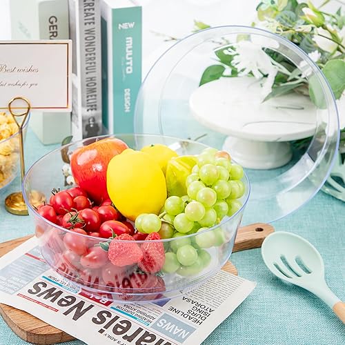 Miniatura 4 de Hioasis Paquete de 8 tazones de plástico transparente de 128 onzas, cuencos de plástico desechables resistentes para fiestas, aperitivos, ensaladas,