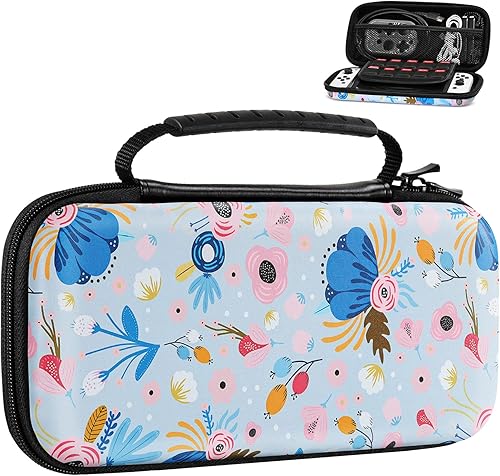 MoKo Funda de transporte para Nintendo Switch modelo OLED Nintendo Switch, carcasa rígida portátil de viaje con 10 ranuras para tarjetas de juego,