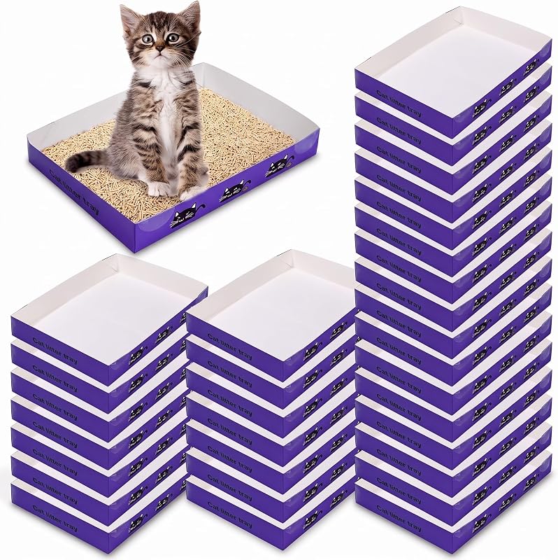 Caixa de Areia Descartável para Gatos de Papel Amyhill Dark Purple, Pacote com 30
