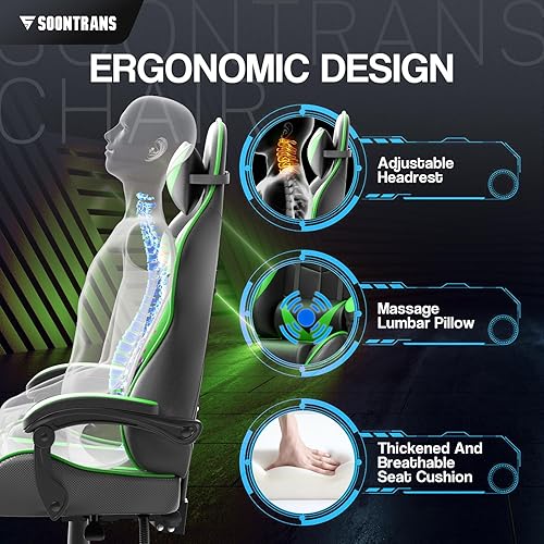 Miniatura 7 de Silla para juegos de PC, silla de carreras, silla de computadora, silla para deportes electrónicos, silla de oficina ergonómica con reposapiés