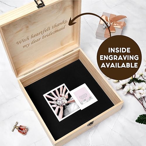 Miniatura 5 de Caja de recuerdos de madera con monograma, caja de memoria grabada con iniciales, caja de almacenamiento rústica, regalos para boda, aniversario,