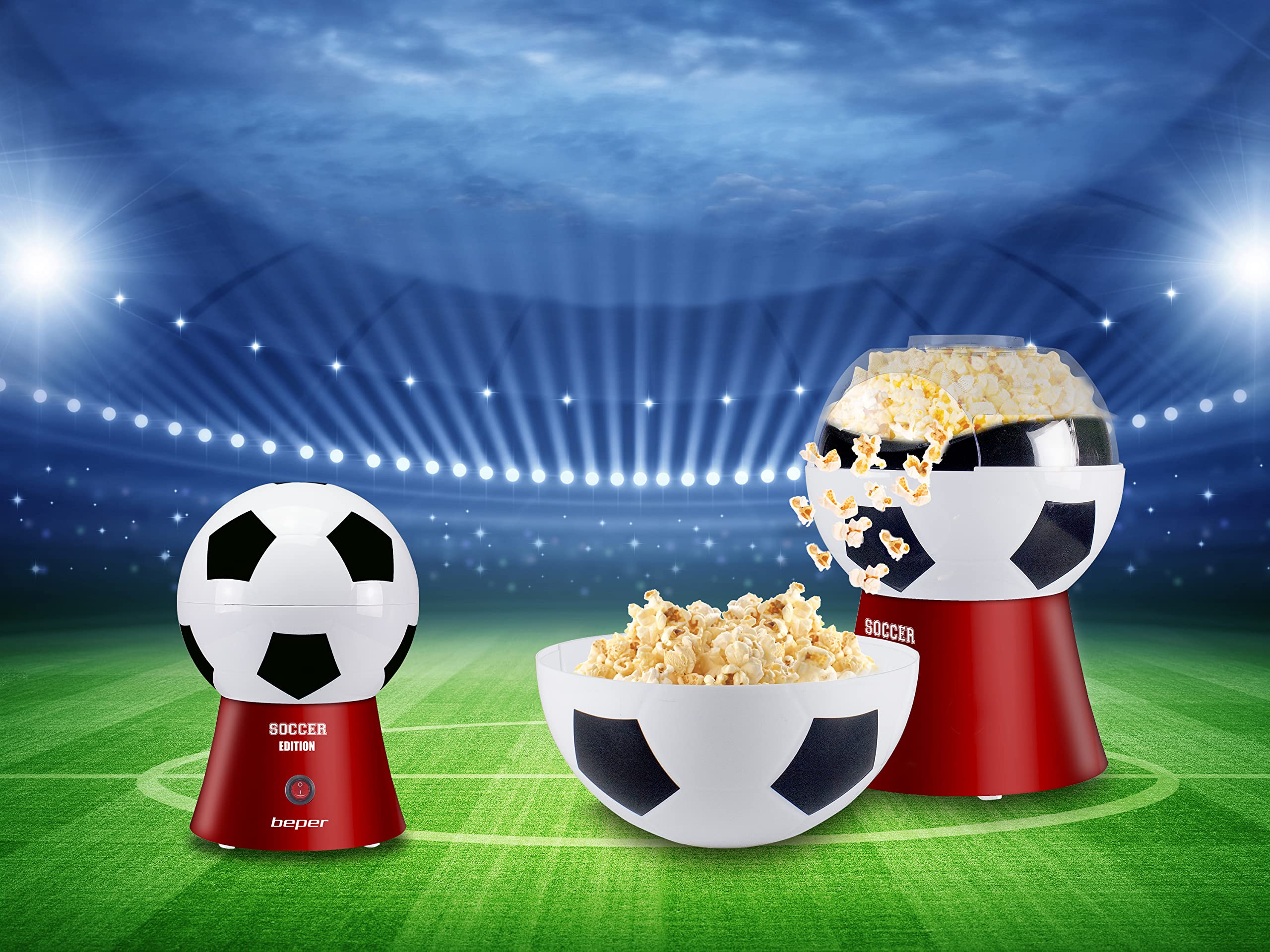 BEPER P101CUD051 Maszyna do popcornu Football Edition - beztłuszczowa maszyna do popcornu w 3 minuty
