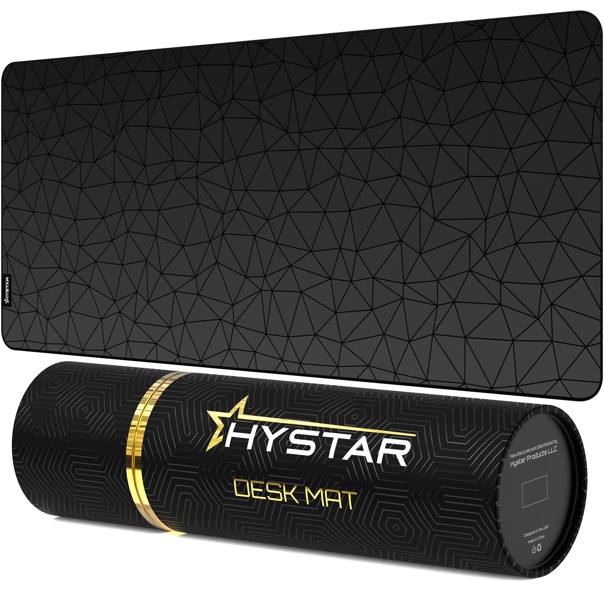 Hystar® Alfombrilla de Mouse extendida para Juegos | XXL 36 x 16 Pulgadas | 5 mm de Grosor, Superficie Impermeable, Tela de poliéster Suave y Base de Goma Natural | poliéster (Negro)