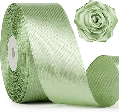 Miniatura 20 de Cinta de satén marfil de 1-1/2 pulgadas de ancho, cinta de tela de poliéster sólido de 50 yardas para hacer rosas, día de la madre, envoltura