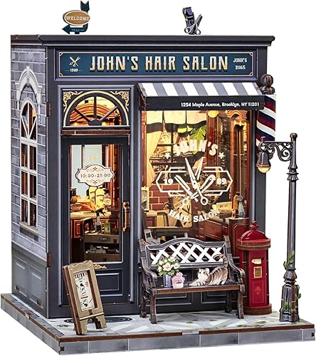 Miniatura 9 de CUTEBEE - Kit de rincón de libros - Casa de muñecas en miniatura de panadería pastelería DIY para adultos, decoración de estantería de casa pequeña