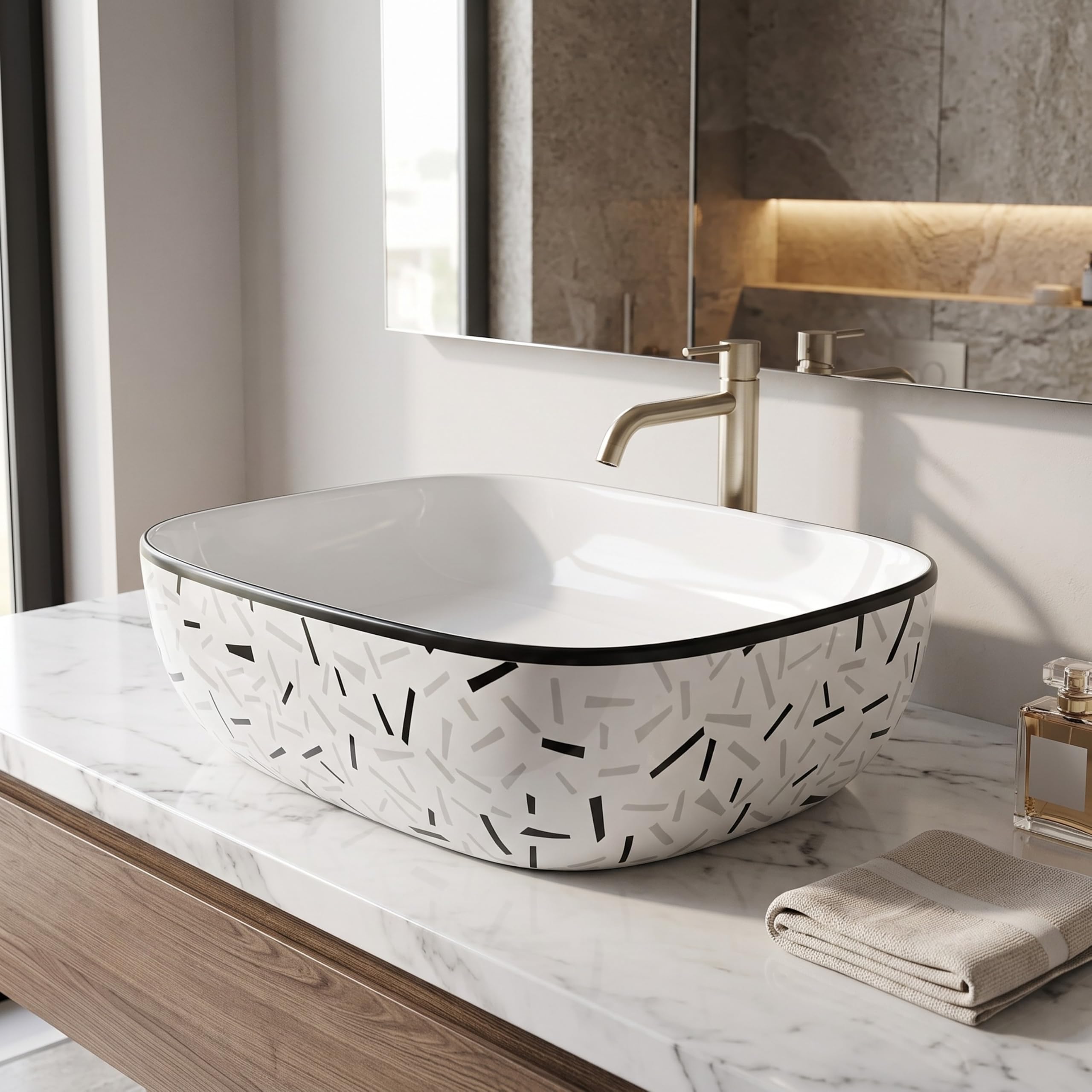 Reyal Ceramic Wash Basin - Modern Vessel Sink -11
