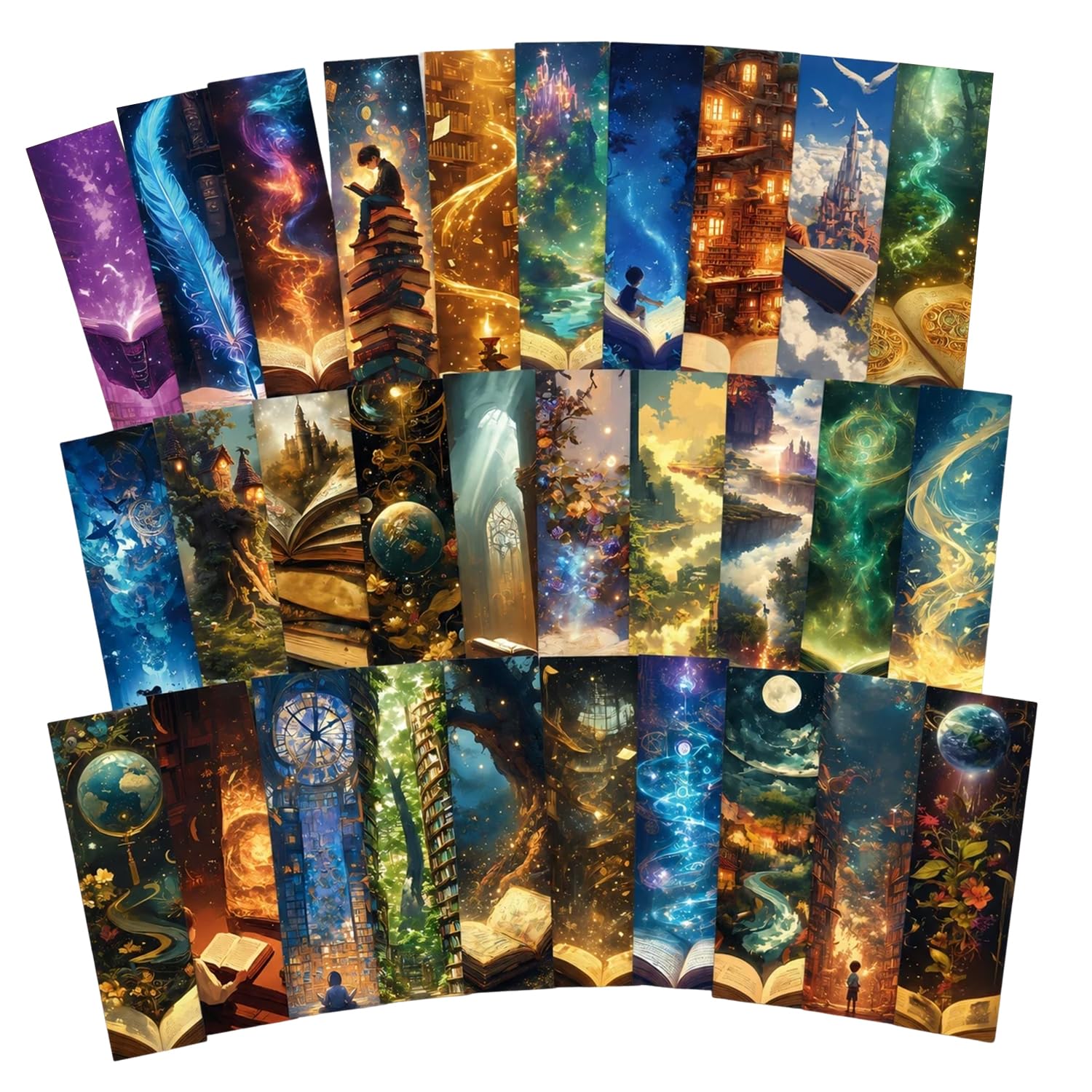30 PCS Fantasy Reading Oil Painting Bookmarks, Literary Art Paper Book Marks, Colorful Creative Book Accessories, Great Gifts for Book Lovers Woman & Man, Students Reading Fans Reading Lovers