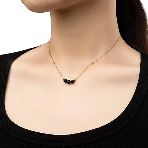 Miniatura 83 de Dainty Crystal 925 Sterling Silver Choker Collar Necklace Handmade With 3 Beads Birthstone Jewelry Gifts for Women Young Lady Mother Friends Keenove