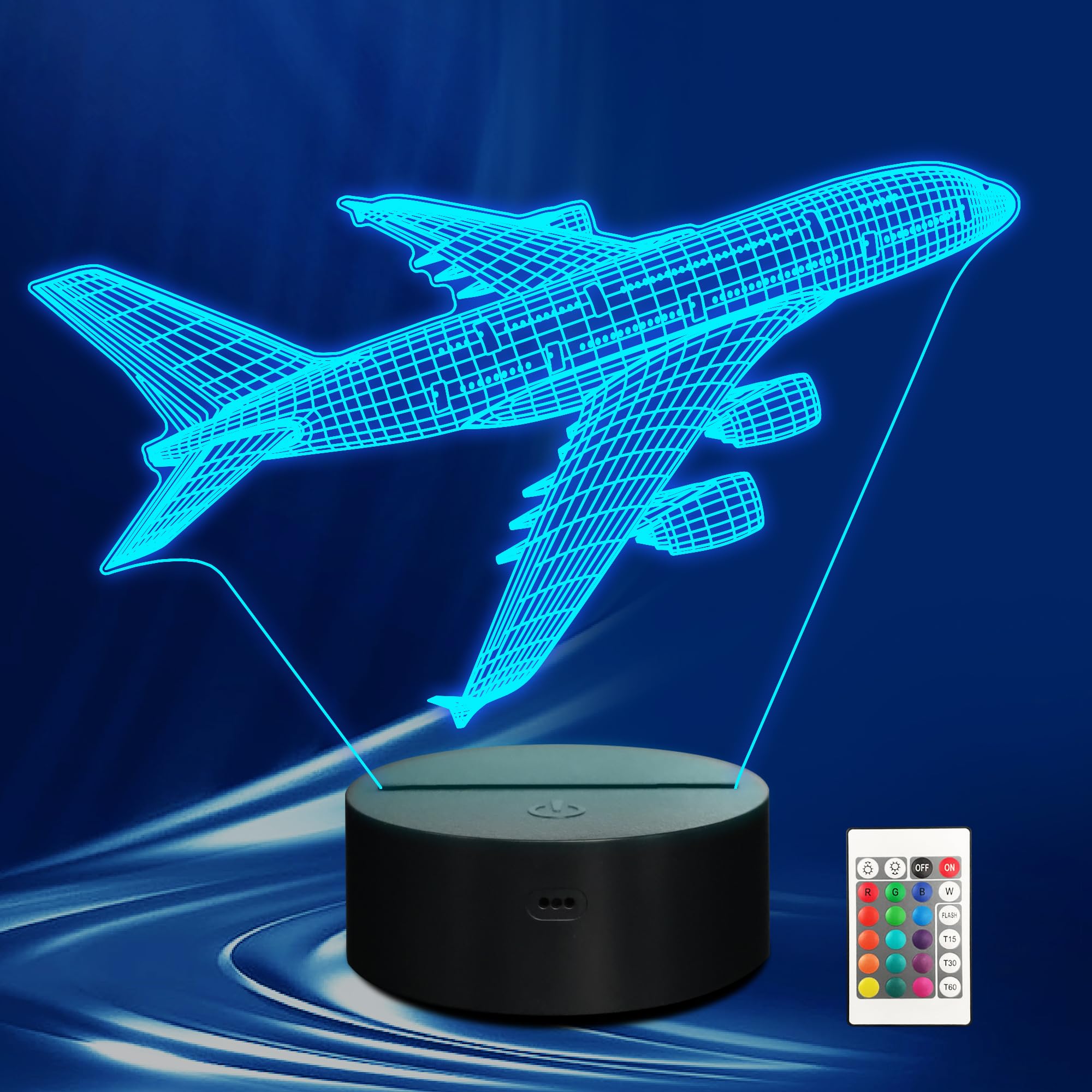 CoolGift Mart Airplane Nachtlicht, 3D LED optische Illusion Flugzeug Lampe mit Fernbedienung und Timer, Weihnachten und Geburtstag Flugzeug Geschenke für Männer Jungen Kinder