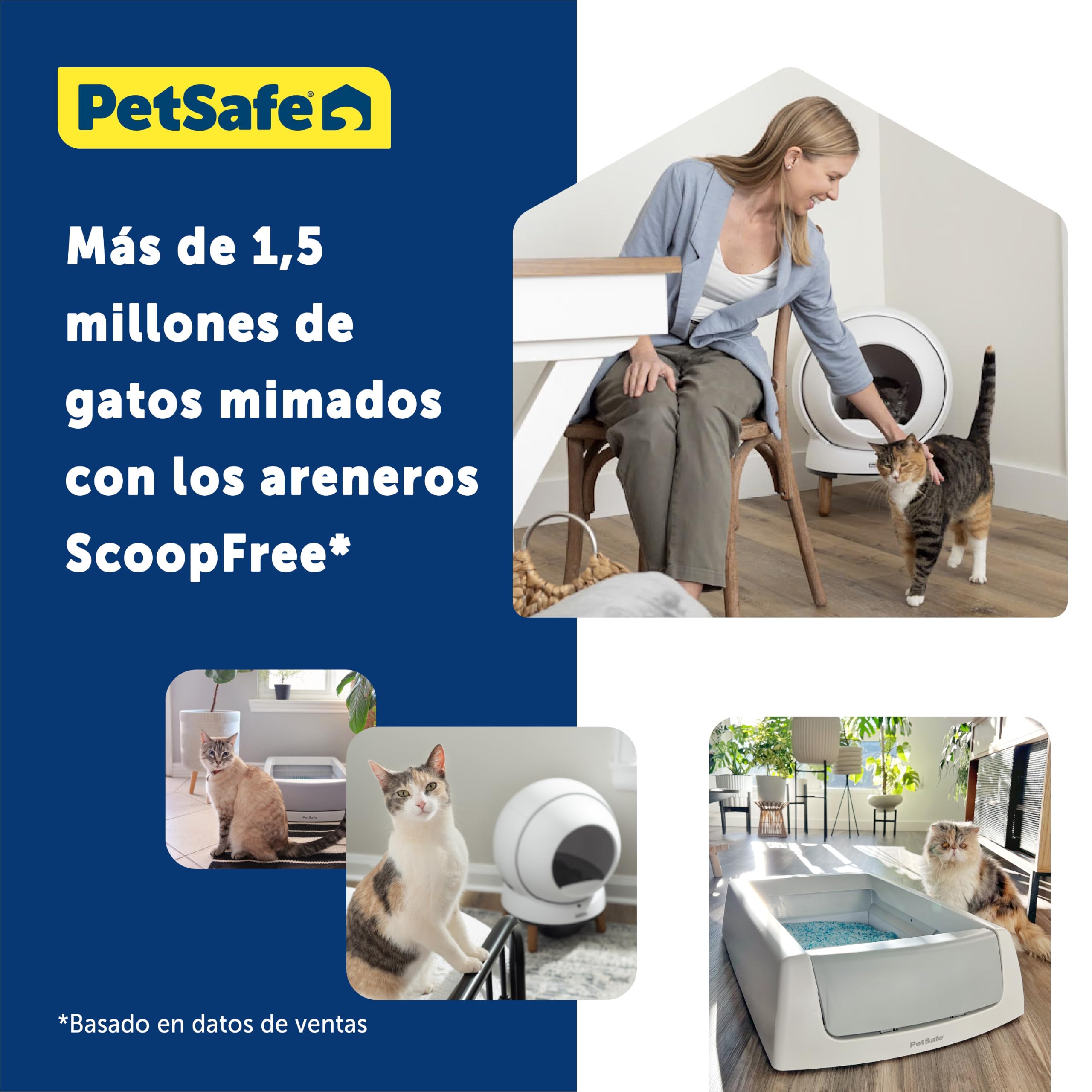 PetSafe ScoopFree SmartSpin Arenero para Gatos Autolimpiante - Caja de Arena con Control Avanzado de Olores - Monitorización de la Salud Controlado por App