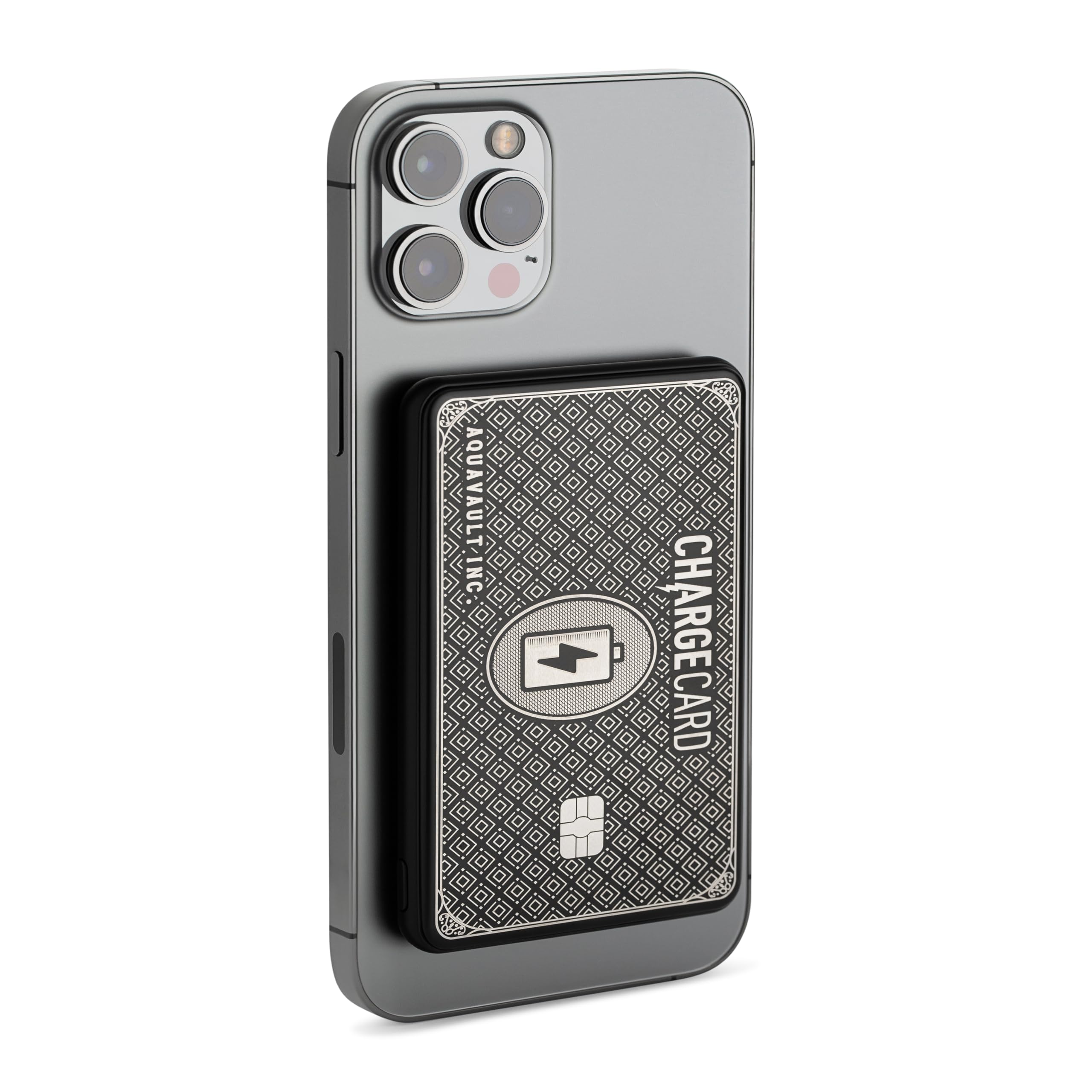 AquaVault ChargeCard Wireless Portable Phone Charger and Power Bank, Fast and Compact Charging, for iPhone and Android, Credit Card Size Phone Battery Pack