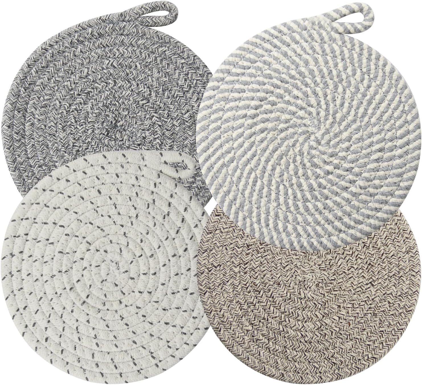 Set of 4 Heat Resistant Coasters Pot Made of Cotton Plate Coasters Round 20 cm Place Mat Round for Kitchen Bowl Pot Pans Pot and Plates (4 Colours)