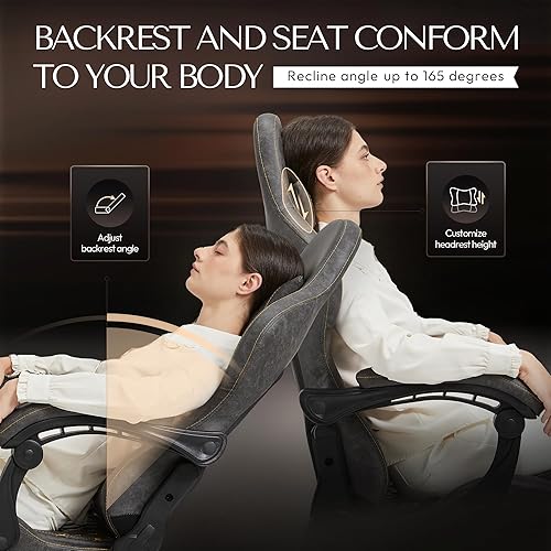 Miniatura 7 de Dowinx Silla de Juegos Grande y Alta, Silla Ergonómica para Juegos de PC con Reposapiés y Masaje, Silla Reclinable de Computadora Estilo Carreras