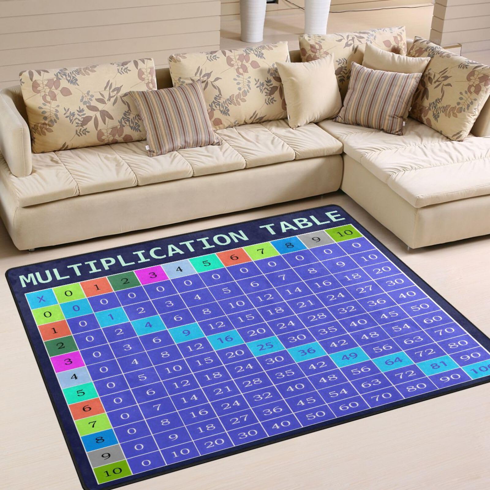 ALAZA Multiplication Table Math Area Rug Rugs for Living Room Bedroom 4'10" x 6'8"