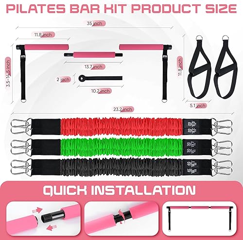 Miniatura 3 de TADAKAZU Kit de barra de pilates con bandas de resistencia, equipo de fitness para mujeres y hombres, entrenamiento de gimnasio en casa, kit de