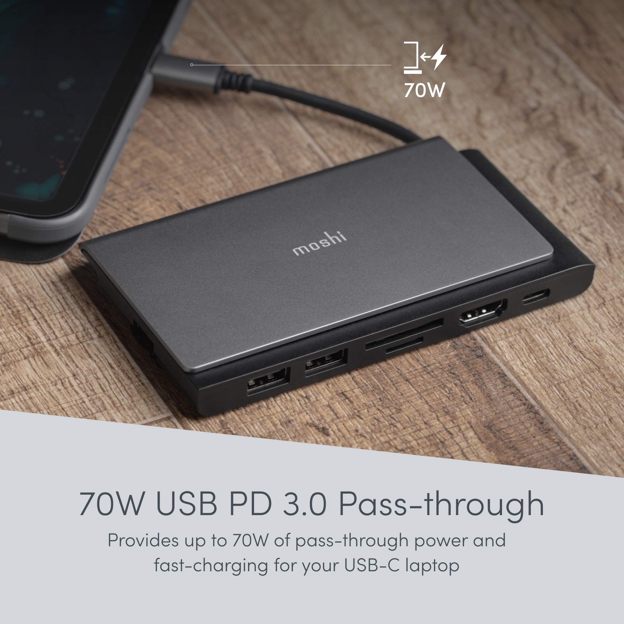 Symbus Mini 7-in-1 USB C Hub Adapter, HDMI con 4KHDR, alimentazione 70 W