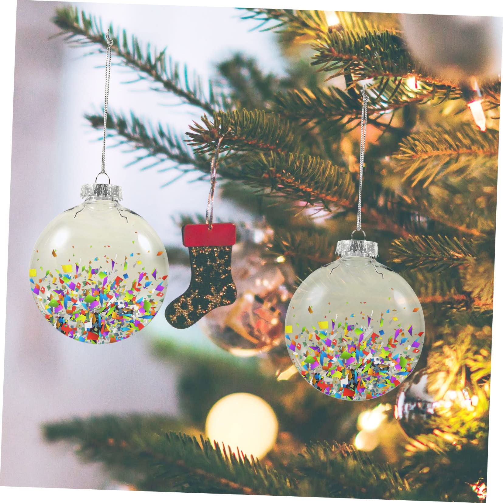 CAXUSD 10Pcs Clear Christmas Ball Ornaments Fillable Flat Hanging Xmas Decorations for Diy Crafts and Holiday Home Decor - Image 2