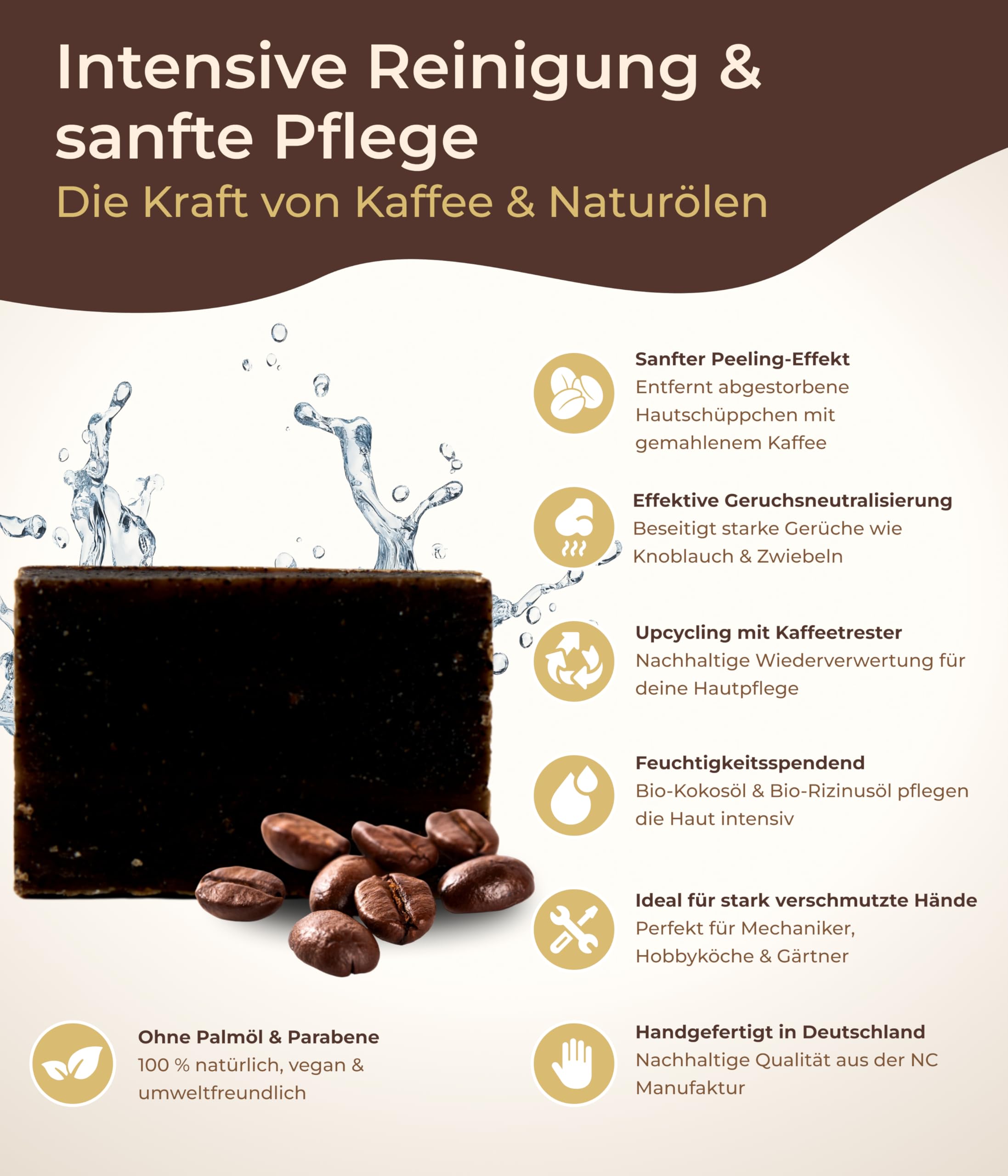 Nature Cosmétique Solid Soap Coffee Soap, For Hands & Body, Handmade Natural Soap, Moisturising & Skin Nourishing, Vegan - Image 3