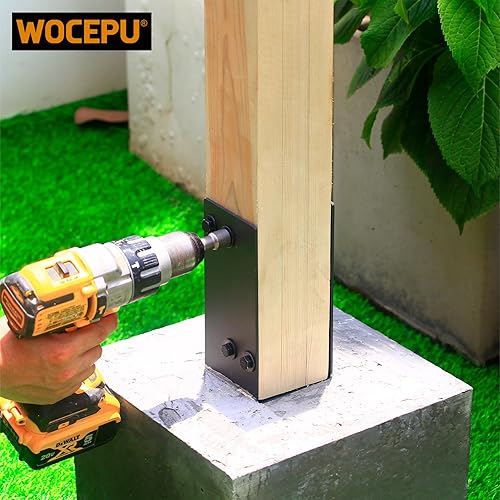 Miniatura 6 de Paquete de 2 soportes de acero inoxidable resistentes en forma de U de 4 x 4 pulgadas (real 3.5 x 3.5 pulgadas), base de psot, para valla,