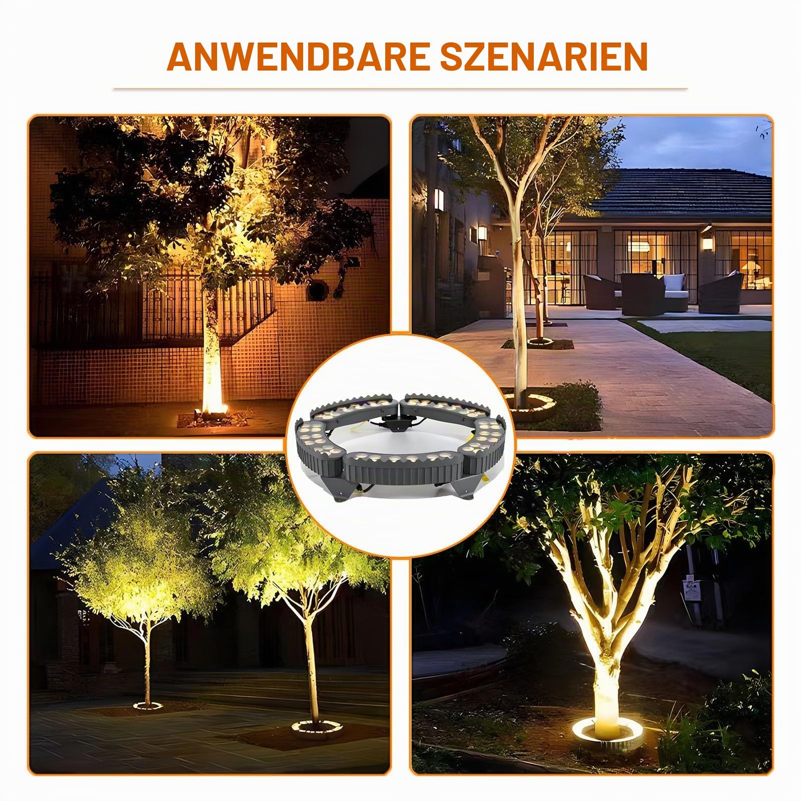 LED-Außenbeleuchtung, runde Lichter, Landschaftsbaum, Niederspannung, Landschaftsprojektor, für Rasen, Laufpark, Warmweiß, 7 Stück