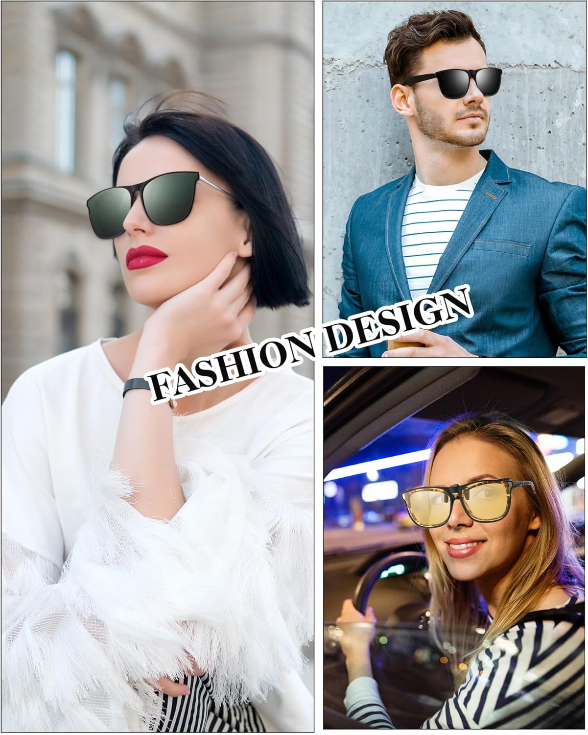 Frienda 3 Pair Oversize Clip-on Sunglasses Large TR90 Frame Flip up Driving Glasses for Women Men - Image 7