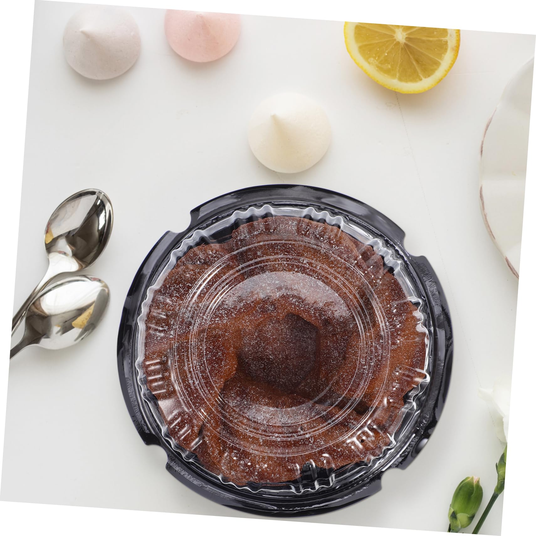 MOLUCKFU 10pcs Clear Cake Box Round Transparent Cake Carrier Easy Assembly for Bakeries Parties and Home Use