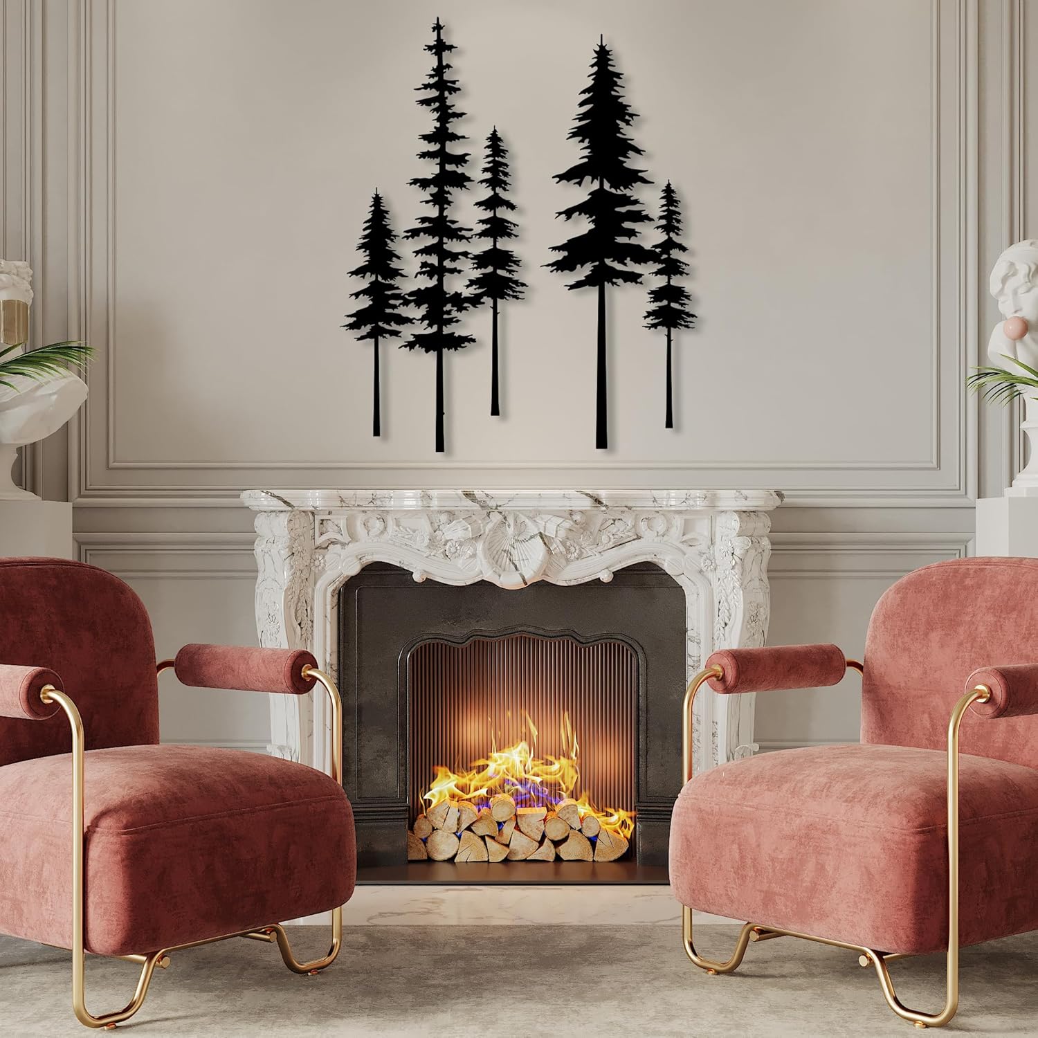 Metal Pine Tree Wall Art, Tree Decor for Living Room, Nature Forest Home Decor, Large Outdoor Decor, Pine Tree Indoor Wall Hanging, Farmhouse Decor, Cabin Decor, Nature Lovers Gift, Over Fireplace Art