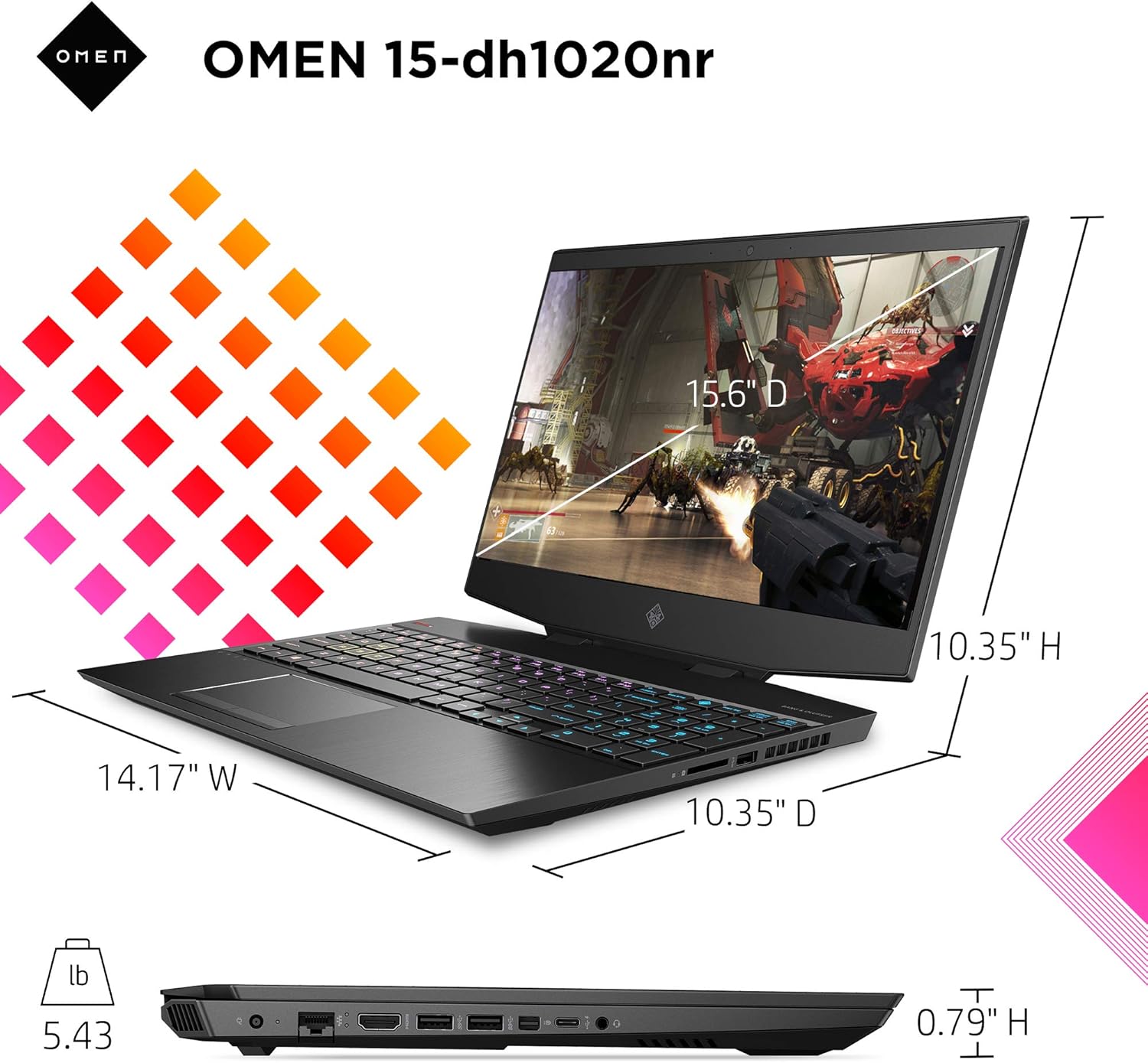 Black Friday - 50% OFF OMEN 15 Gaming Laptop, NVIDIA GeForce GTX 1660 Ti, Intel Core i7-10750H, 8 GB DDR4 RAM, 512 GB PCIe NVMe SSD, 15.6 Full HD, Windows 10 Home, RGB Keyboard (15-dh1020nr, 2020 Model)