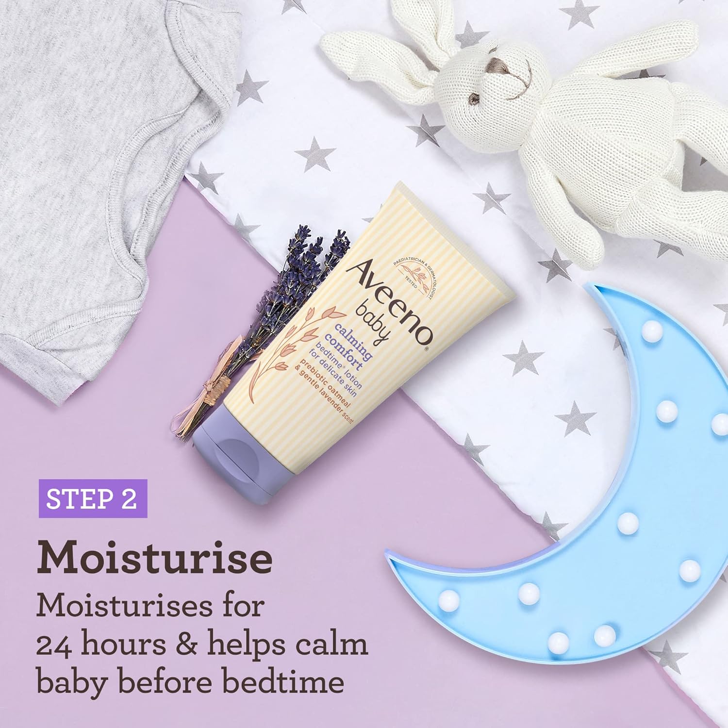 Aveeno Baby, Calming Comfort Bedtime Set - Bath and Wash Plus Lotion, for Delicate Skin, with Gentle Lavender and Vanilla Scent, 250 ml, 150 ml 6 81IUXPiUruL. AC SL1500
