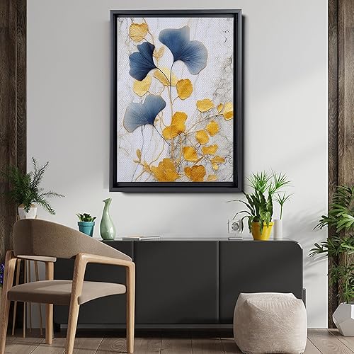 Miniatura 5 de Gold Turquoise Ginkgo Leaf Print, Captivating Plants Wall Art, Ginkgo Biloba Leaf Print Painting, Embrace the Serenity of Nature