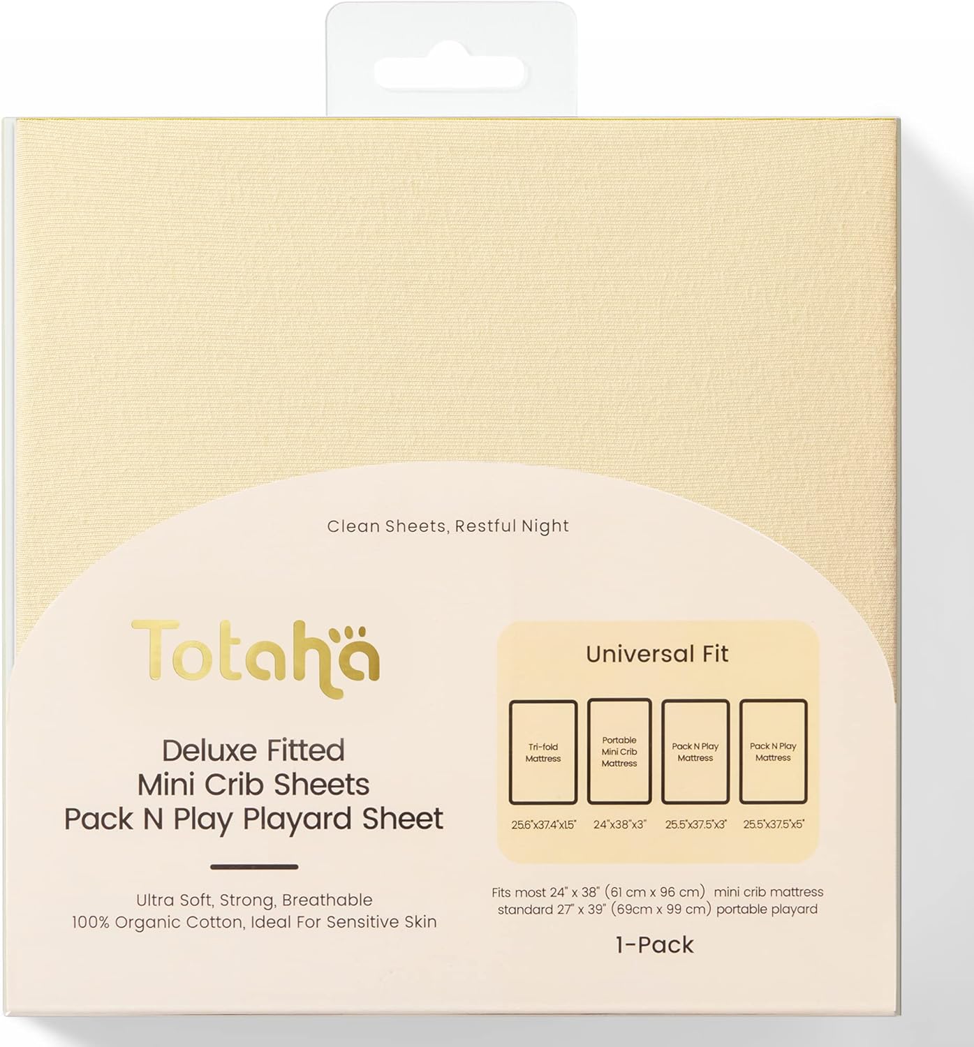 Organic Fitted Mini Crib Sheet Pack N Play Playard Sheets, Premium Knit 100